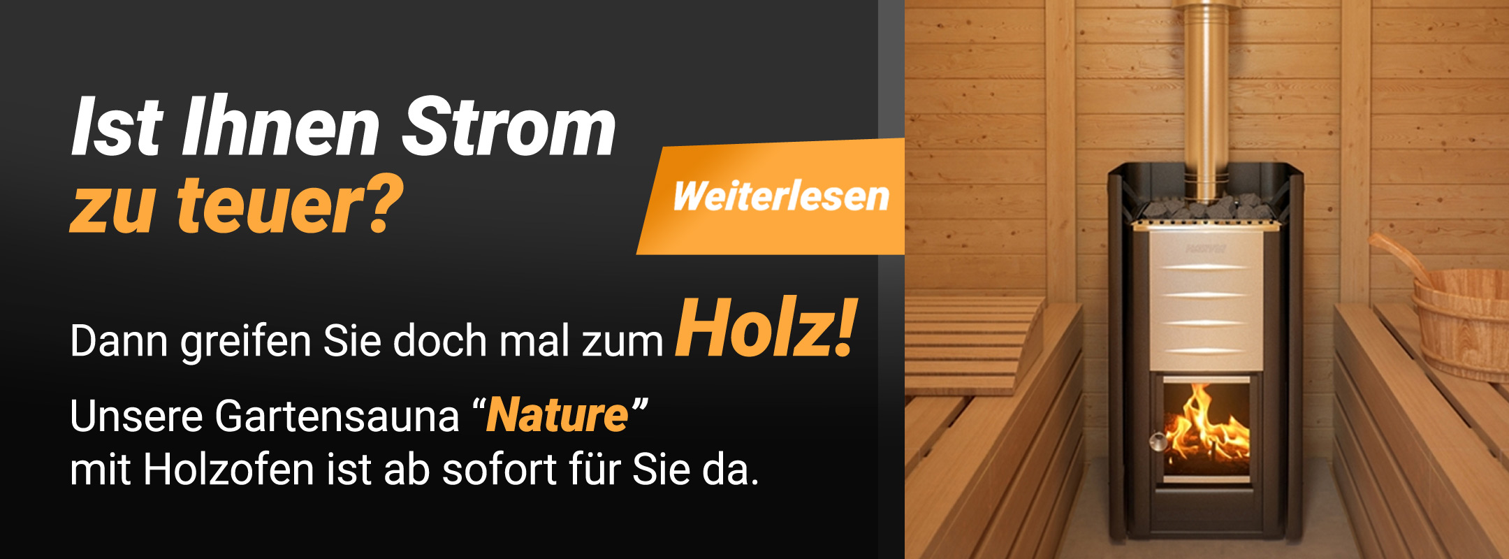 Gartensauna Nature mit Holzofen Harvia M3